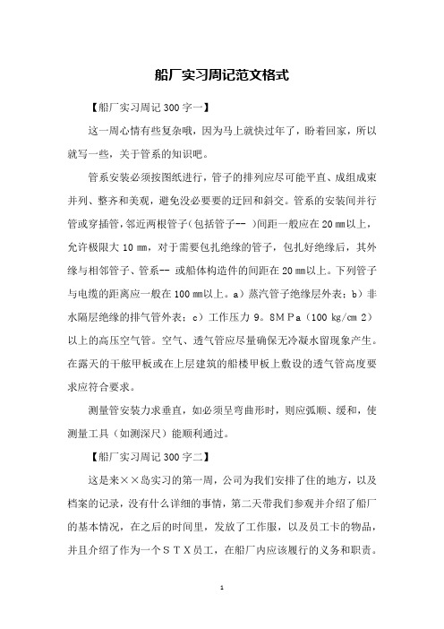 船厂实习周记范文格式