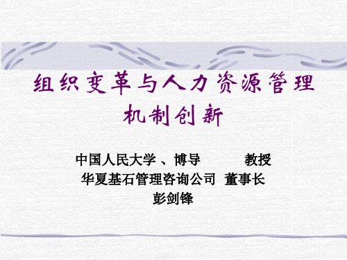 彭剑锋-组织变革与人力资源管理机制创新