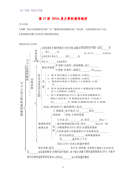 高三生物一轮复习精品学案5：第17讲 DNA是主要的遗传物质