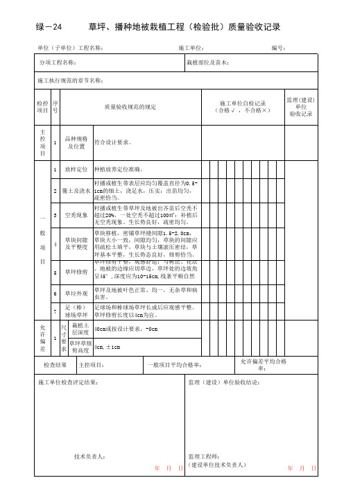草坪、播种地被栽植工程(检验批)质量验收记录