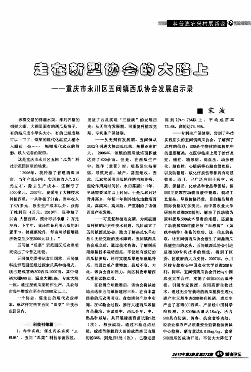 走在新型协会的大路上——重庆市永川区五间镇西瓜协会发展启示录