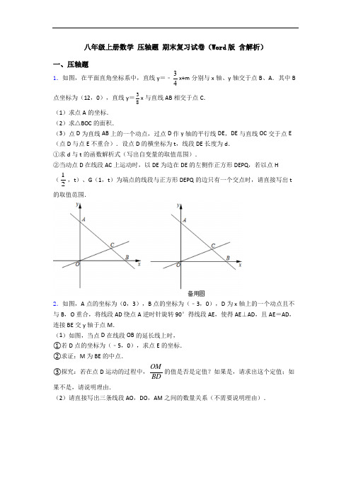 八年级上册数学 压轴题 期末复习试卷(Word版 含解析)