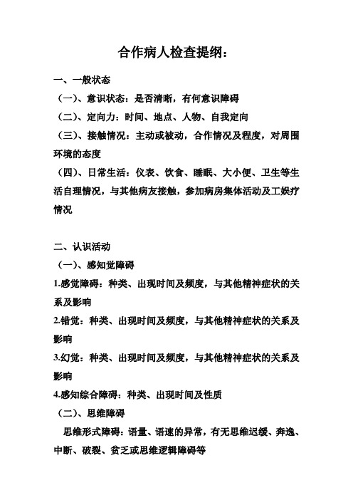 精神检查提纲