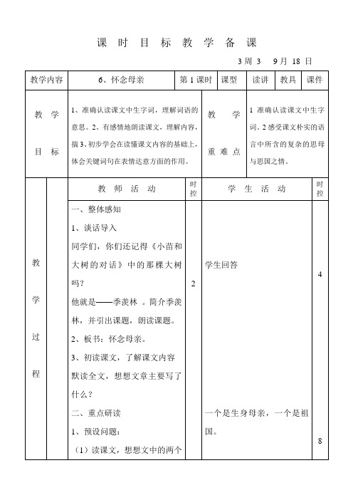 小学六年级语文《怀念母亲》课件