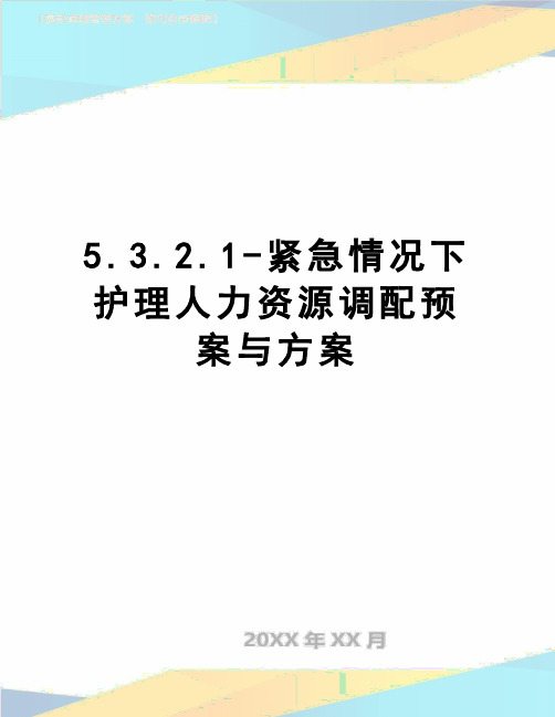 【精品】5.3.2.1-紧急情况下护理人力资源调配预案与方案