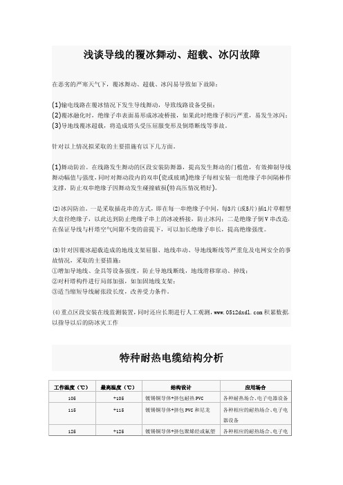 浅谈导线的覆冰舞动、超载、冰闪故障