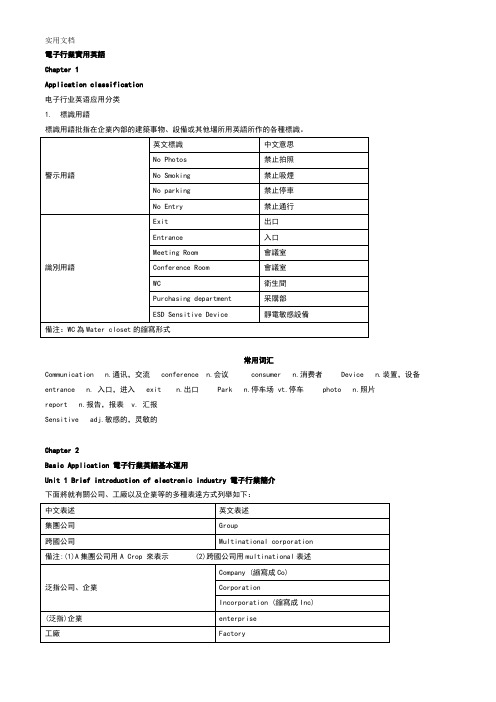 电子行业实用英语术语