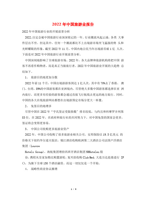 2022年中国旅游业报告