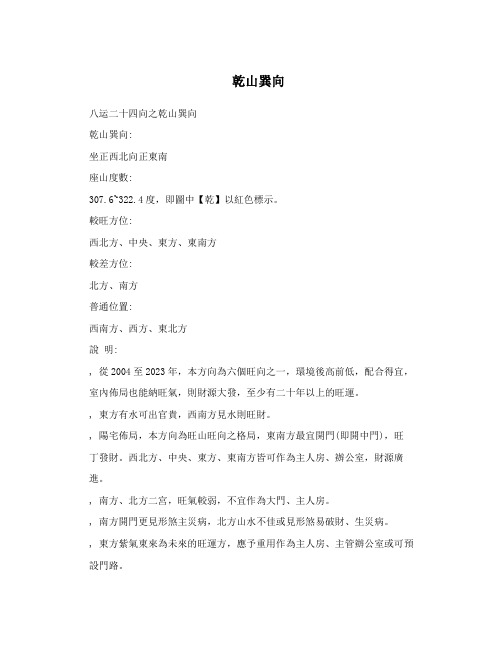 乾山巽向