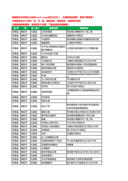 2020新版河南省南阳市社旗县服装工商企业公司商家名录名单黄页联系电话号码地址大全368家