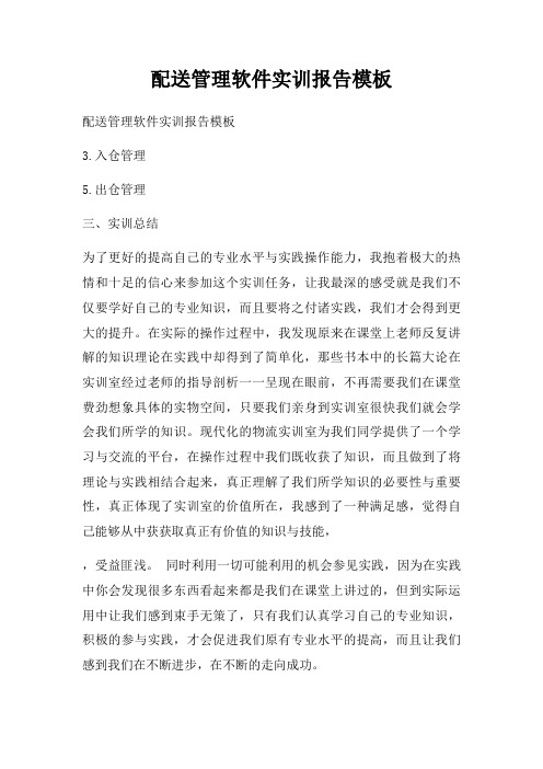配送管理软件实训报告