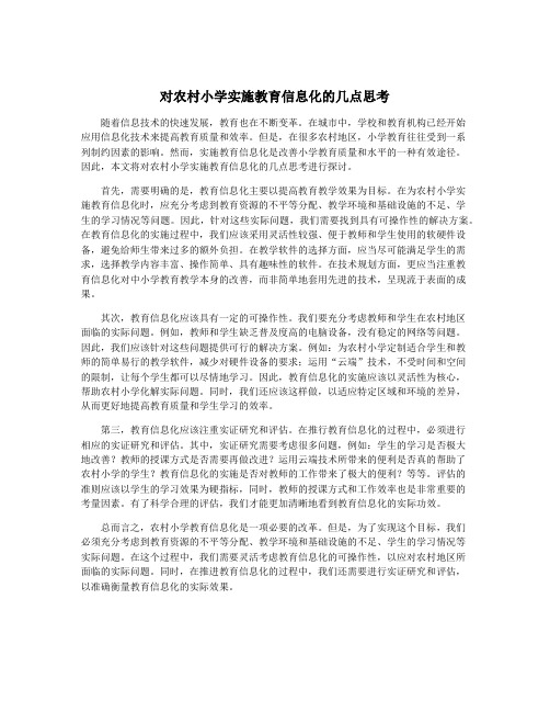 对农村小学实施教育信息化的几点思考