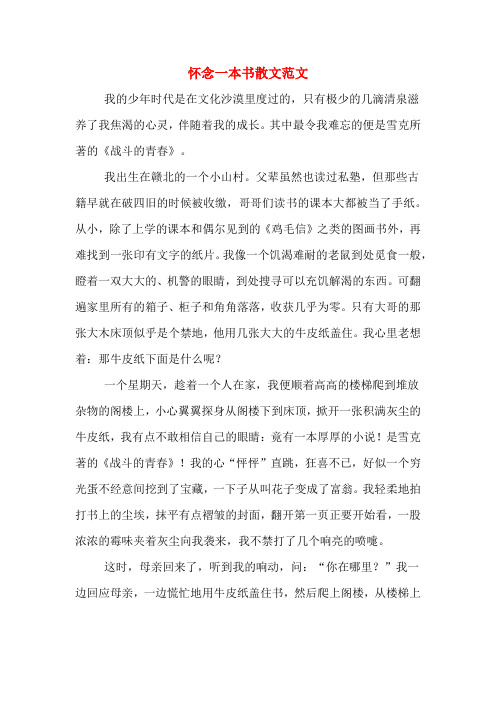 怀念一本书散文范文