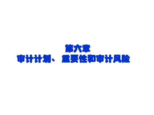 第六章 审计计划、重要性和审计风险