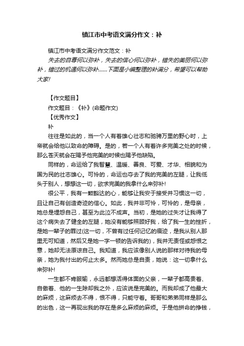 镇江市中考语文满分作文范文：补
