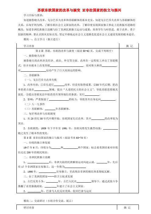广东省河源中国教育会中英文实验学校九年级历史下册 四单元 第2-3课学案(无答案) 中图版