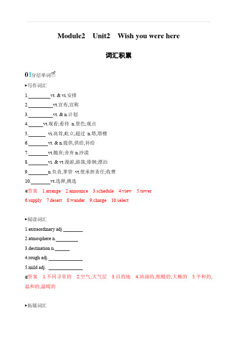 2020版英语高考新攻略大一轮课标译林版精练Module2Unit2Wishyouwerehere词汇积累含答案