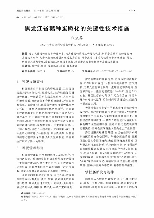 黑龙江省鹅种蛋孵化的关键性技术措施