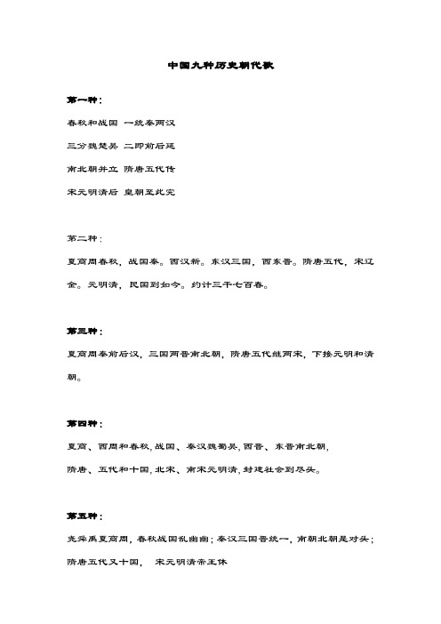 中国九种历史朝代歌