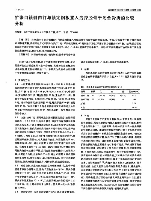 扩张自锁髓内钉与锁定钢板置入治疗胫骨干闭合骨折的比较分析