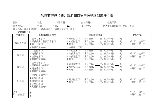 急性非淋巴(髓)细胞白血病中医护理效果评价表