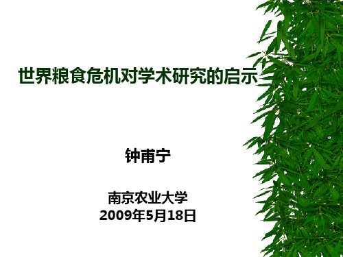 世界粮食危机对学术研究的启示