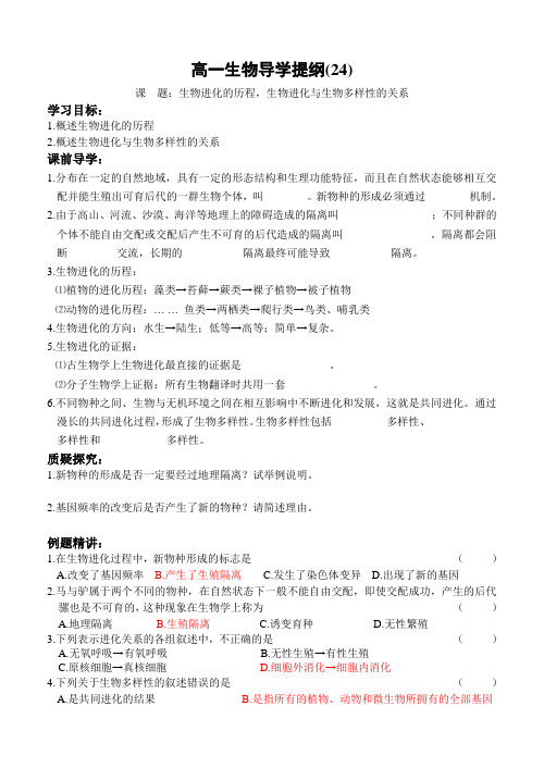 生物进化的历程,生物进化与生物多样性的关系