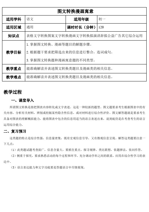 图文转换漫画寓意教案讲义及练习
