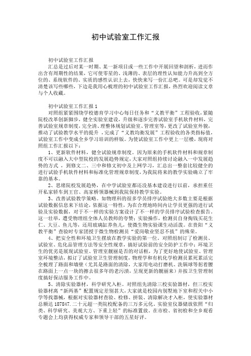 初中试验室工作汇报