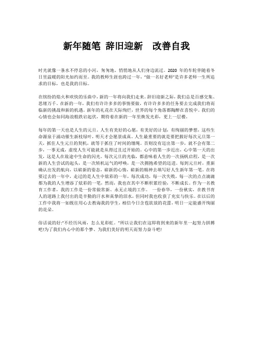 新年随笔 辞旧迎新  改善自我