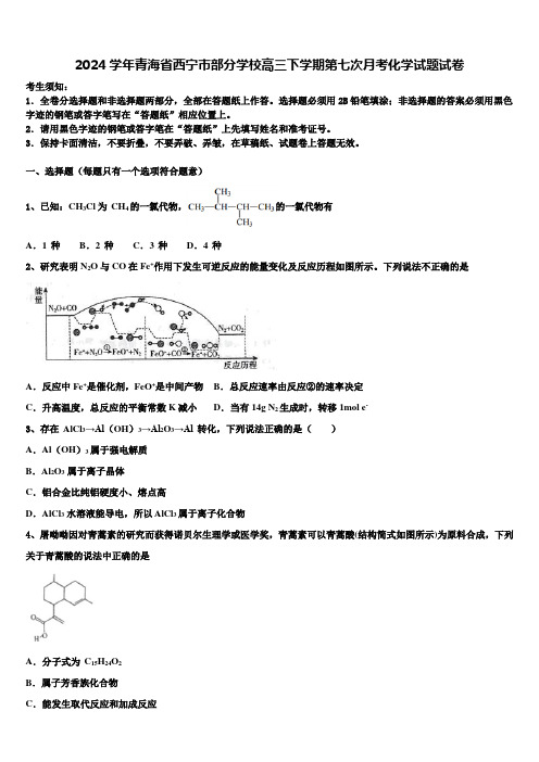2024学年青海省西宁市部分学校高三下学期第七次月考化学试题试卷含解析