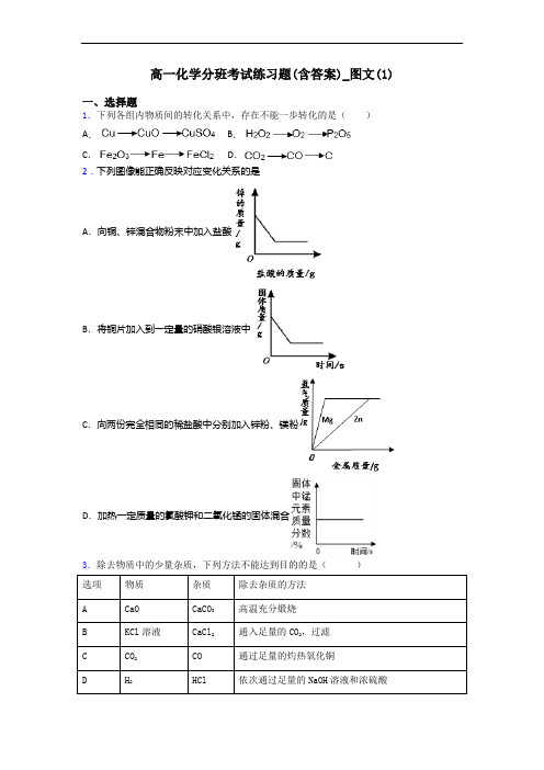 高一化学分班考试练习题(含答案)_图文(1)