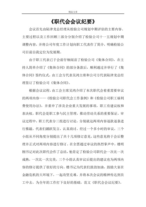 《职代会会议纪要》