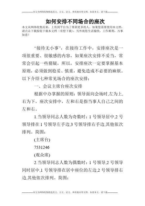 如何安排不同场合的座次