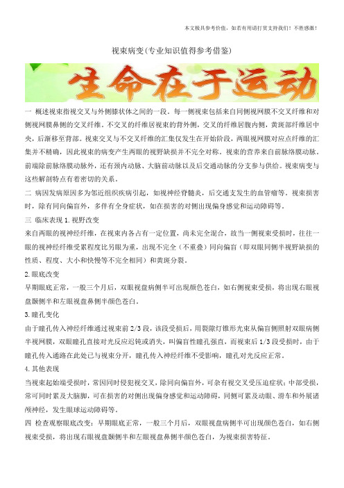 视束病变(专业知识值得参考借鉴)