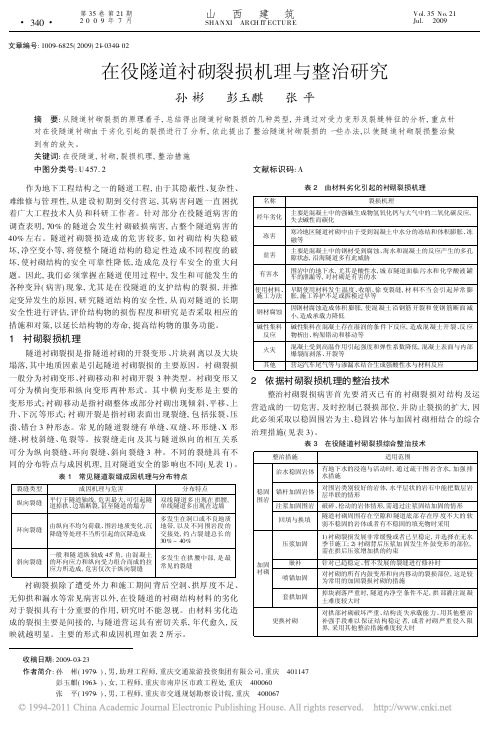 在役隧道衬砌裂损机理与整治研究