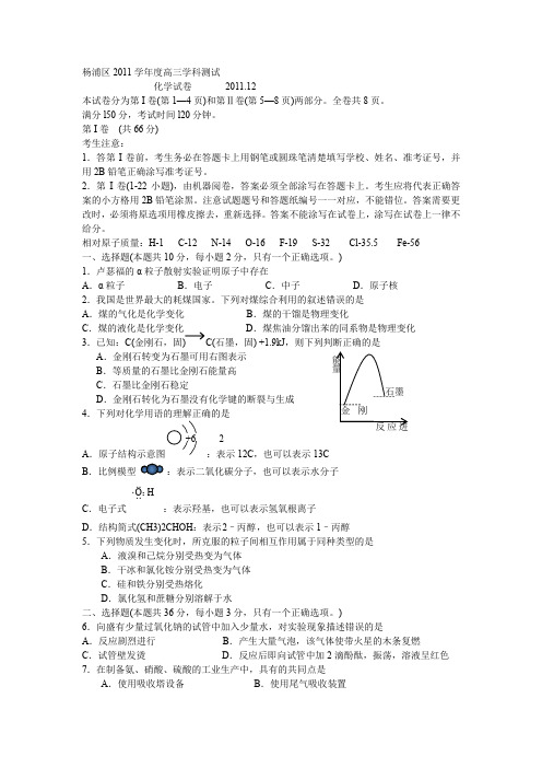 上海市南汇中学2011届高三上学期期中考试(物理)