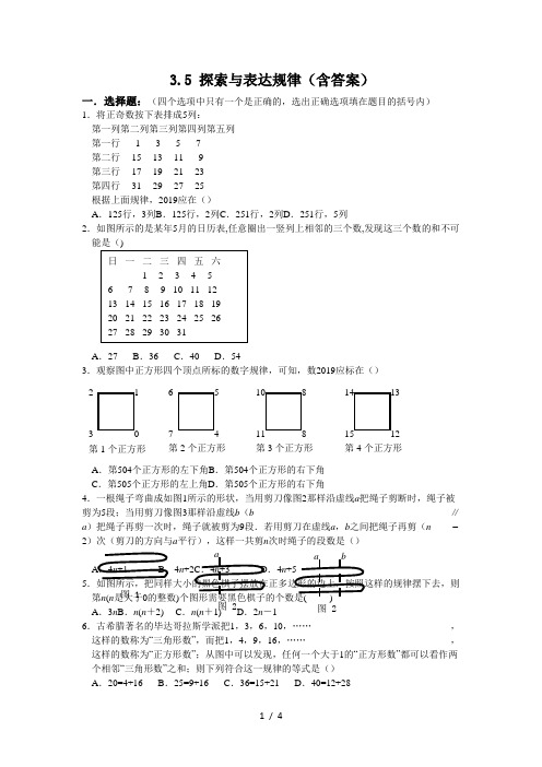 北师大版七年级上册 3.5  探索与表达规律(专题练习)
