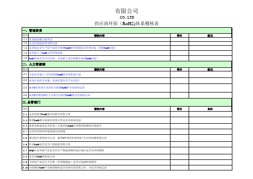 供应商体系稽核明细表