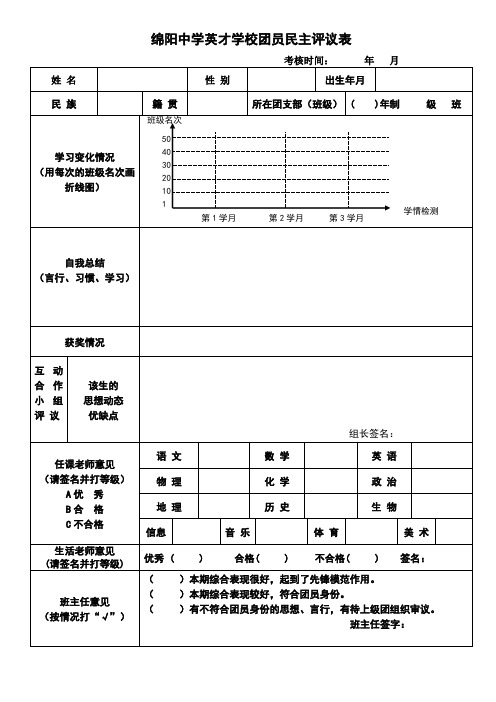 入团积极分子培养考察登记表