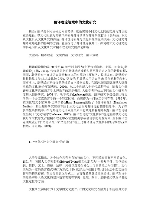 翻译理论视域中的文化研究