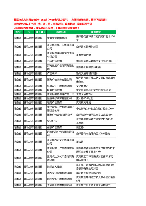 2020新版河南省驻马店市正阳县广告有限公司工商企业公司商家名录名单黄页联系电话号码地址大全24家