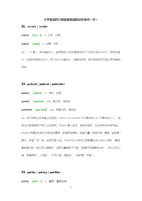 大学英语四六级容易混淆的近形单词(中)