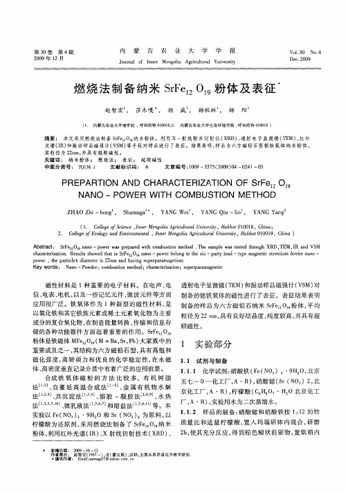燃烧法制备纳米SrFe_(12)O_(19)粉体及表征