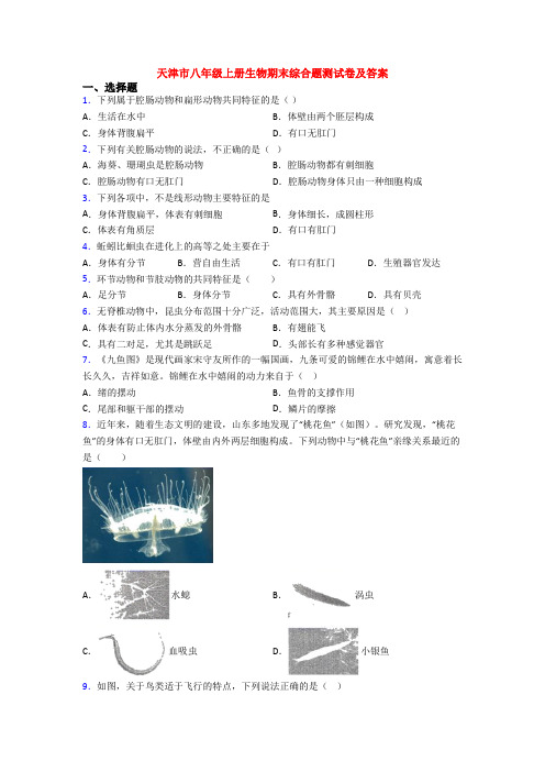 天津市八年级上册生物期末综合题测试卷及答案