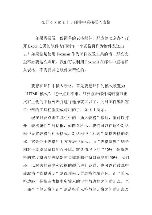 在Foxmail邮件中直接插入表格