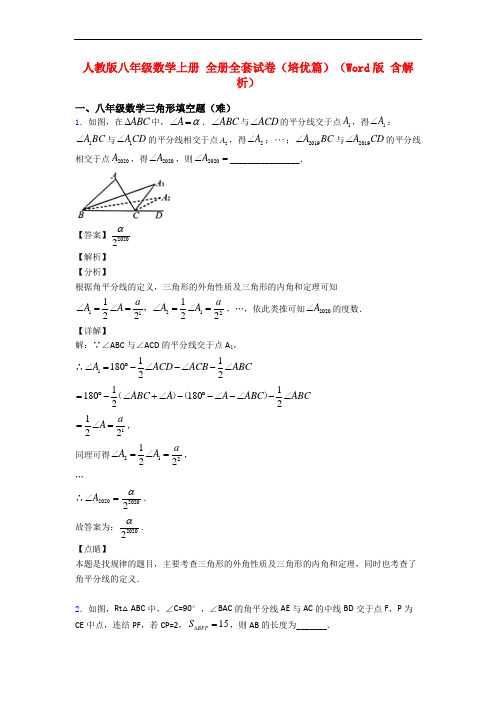 人教版八年级数学上册 全册全套试卷(培优篇)(Word版 含解析)