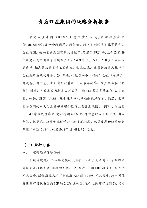 青岛双星集团的战略分析报告文案