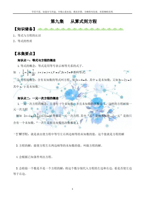 新初一数学第九集  从算式到方程