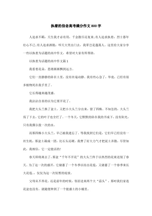 执着的信念高考满分作文800字